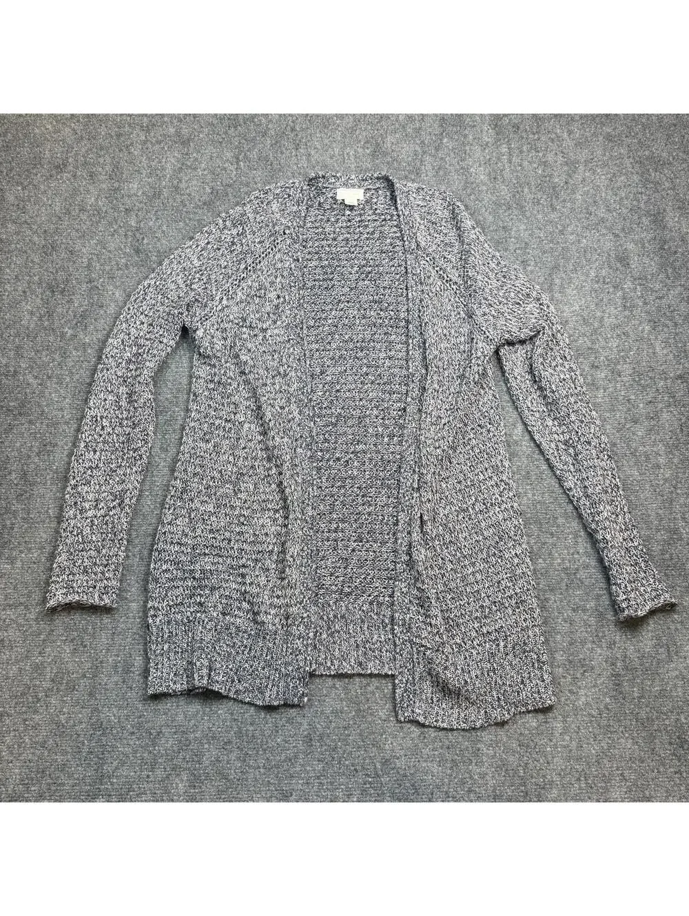 C.A.S.L.O.N. Women's Size Small Gray & White Speckled Knit Cardigan Sweater